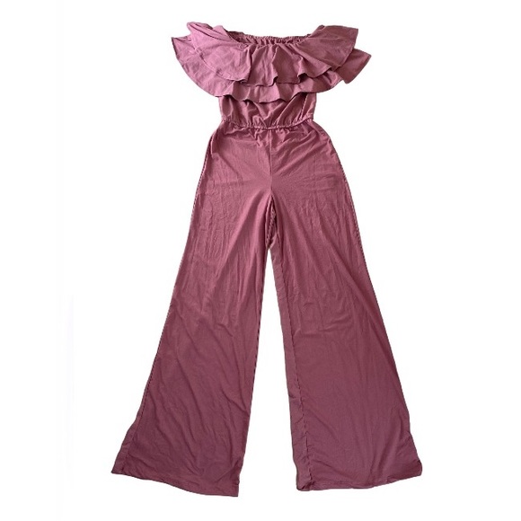 HOT KISS Ruffle Wide Leg Jumpsuit Romper NWT Size M - Picture 1 of 5